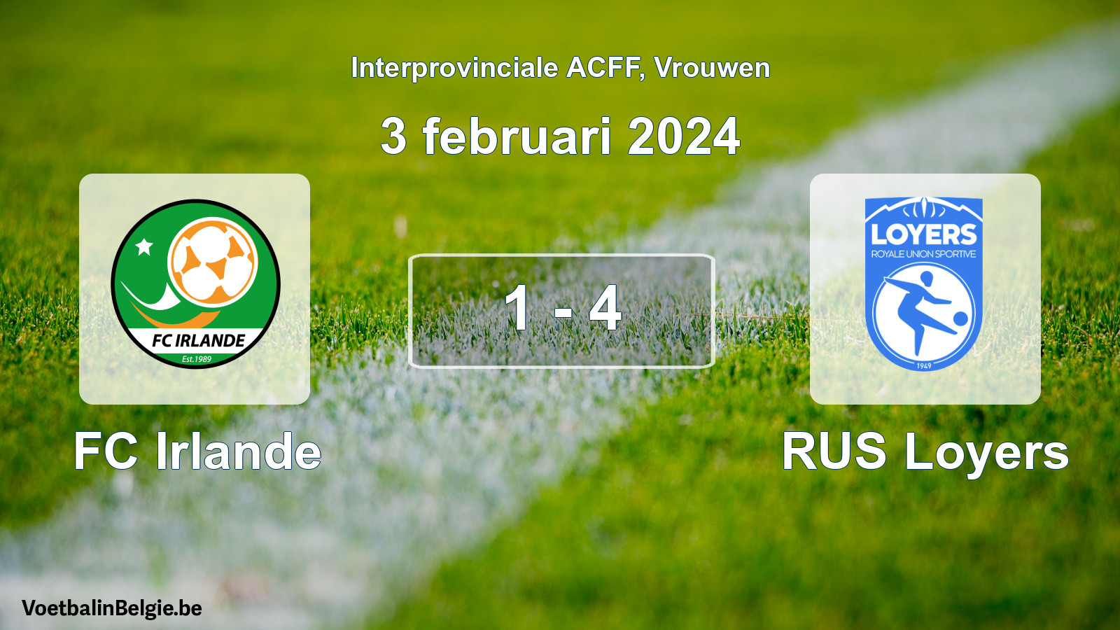 Match joué football femmes: FC Irlande - RUS Loyers 1 - 4 (3 février 2024)