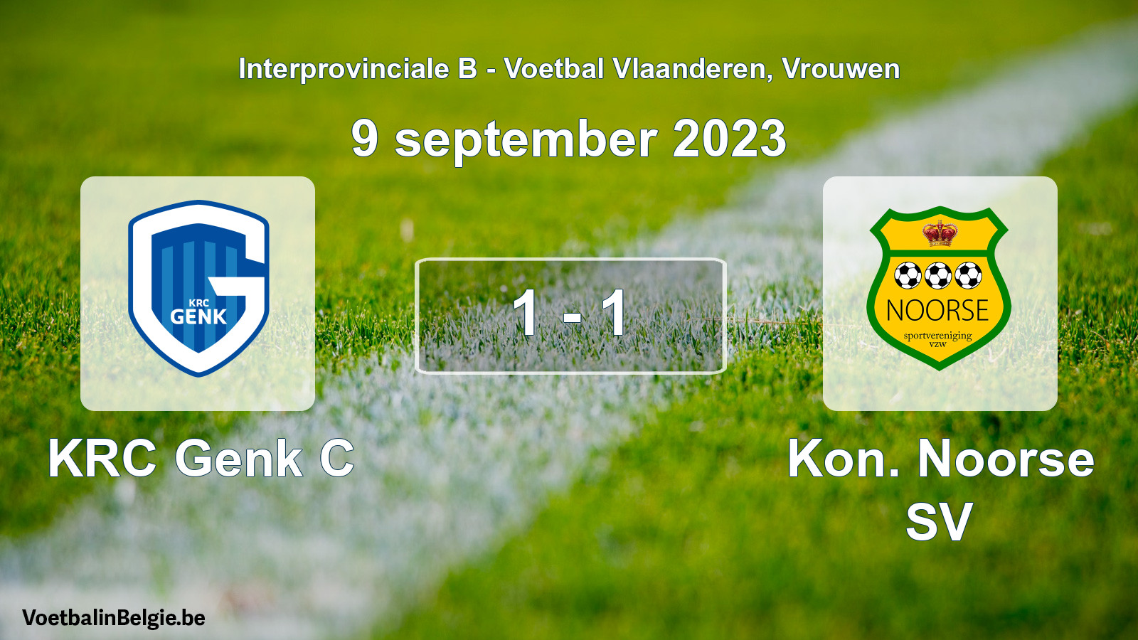 Played match women football: KRC Genk C - Kon. Noorse SV 1 - 1 (9 September 2023)