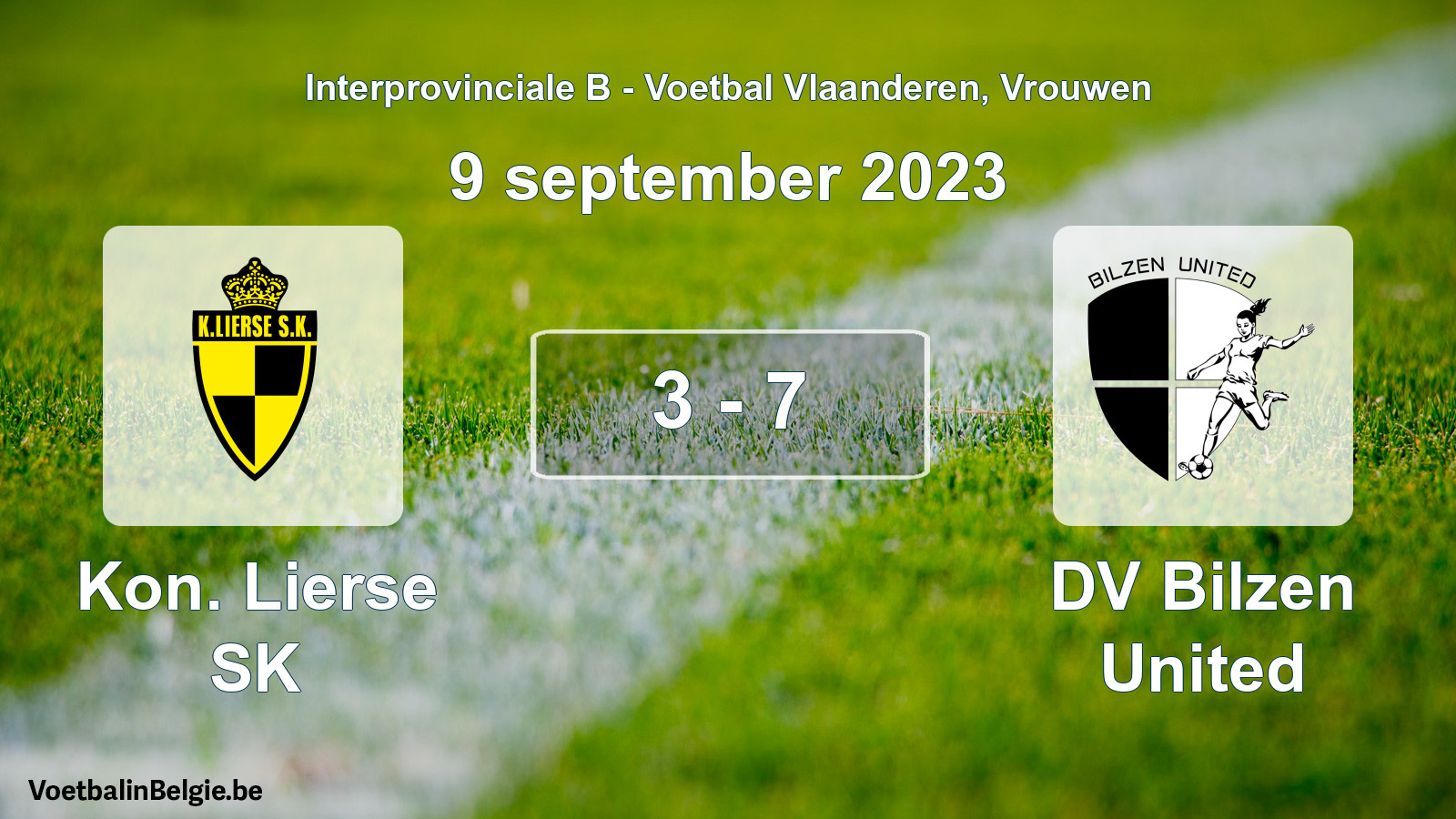 Played match women football: Kon. Lierse SK - DV Bilzen United 3 - 7 (9 September 2023)