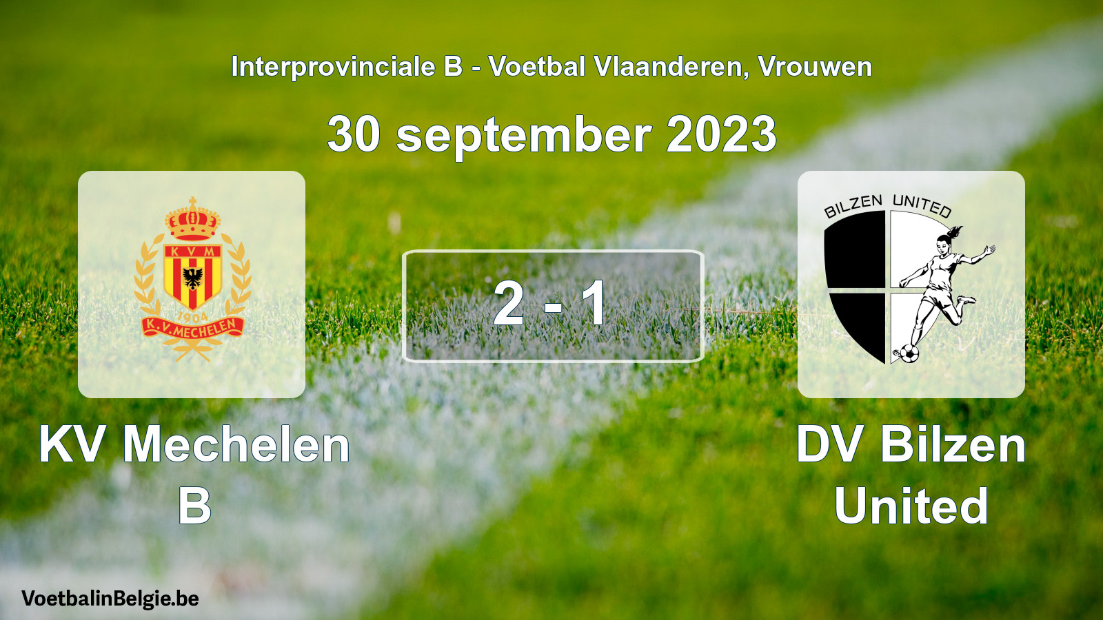 Gespieltes Spiel frauen-Fußball: KV Mechelen B - DV Bilzen United 2 - 1 (30 September 2023)