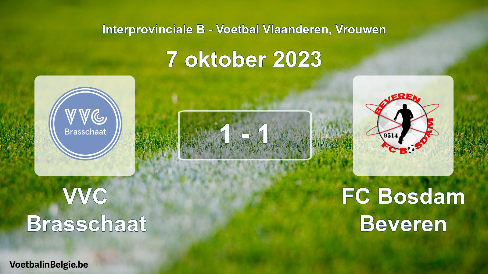 Played match women football: VVC Brasschaat - FC Bosdam Beveren 1 - 1 (7 October 2023)