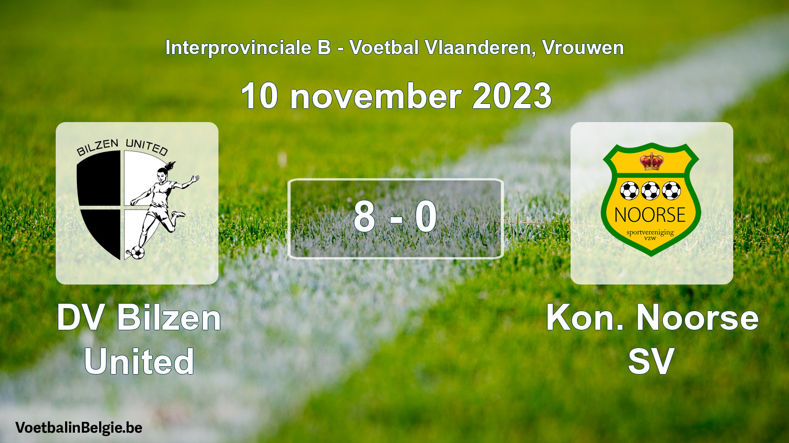 Gespieltes Spiel frauen-Fußball: DV Bilzen United - Kon. Noorse SV 8 - 0 (10 November 2023)