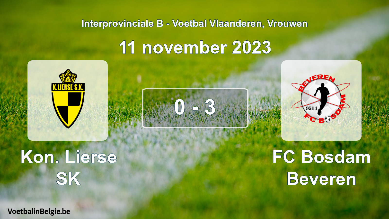 Played match women football: Kon. Lierse SK - FC Bosdam Beveren 0 - 3 (11 November 2023)