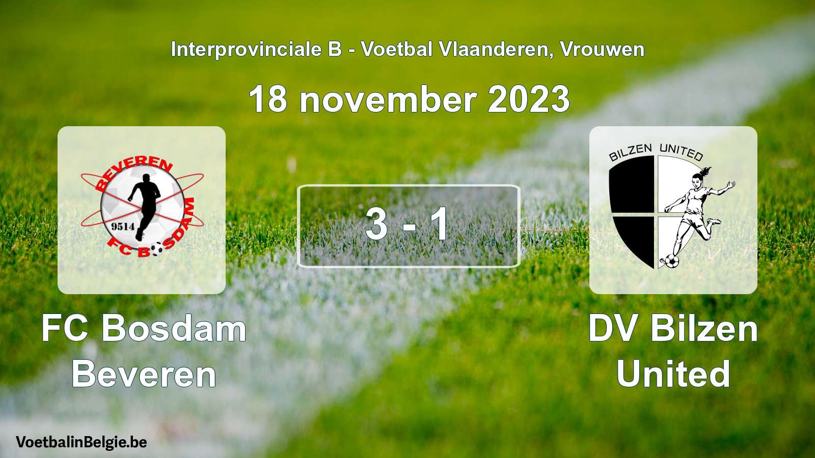 Played match women football: FC Bosdam Beveren - DV Bilzen United 3 - 1 (18 November 2023)