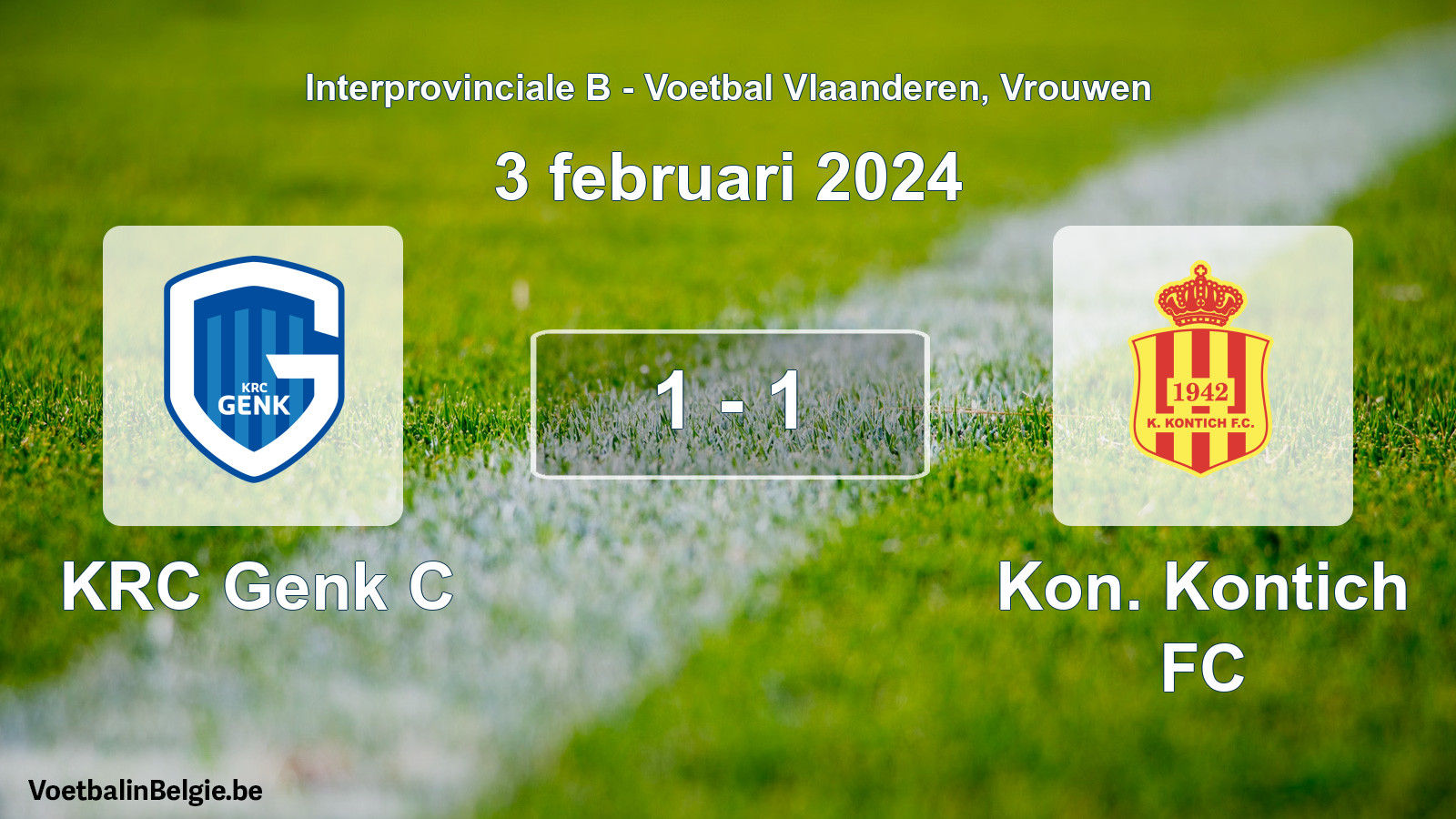 Played match women football: KRC Genk C - Kon. Kontich FC 1 - 1 (3 February 2024)