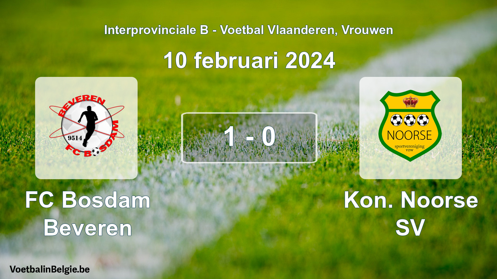 Played match women football: FC Bosdam Beveren - Kon. Noorse SV 1 - 0 (10 February 2024)