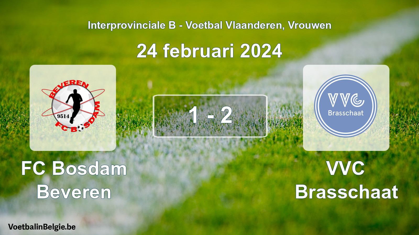 Played match women football: FC Bosdam Beveren - VVC Brasschaat 1 - 2 (24 February 2024)