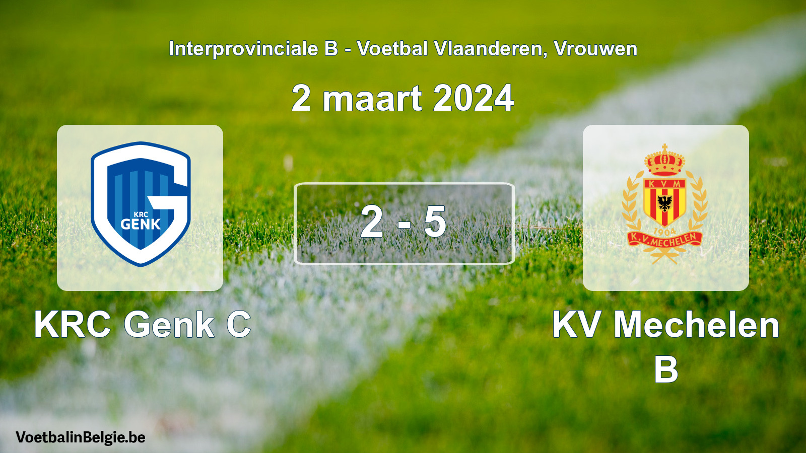 Played match women football: KRC Genk C - KV Mechelen B 2 - 5 (2 March 2024)