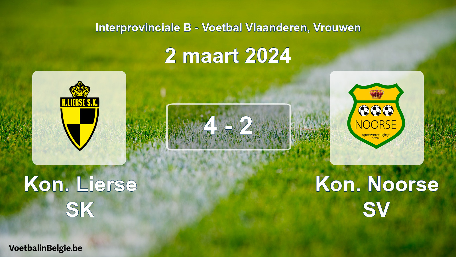 Played match women football: Kon. Lierse SK - Kon. Noorse SV 4 - 2 (2 March 2024)