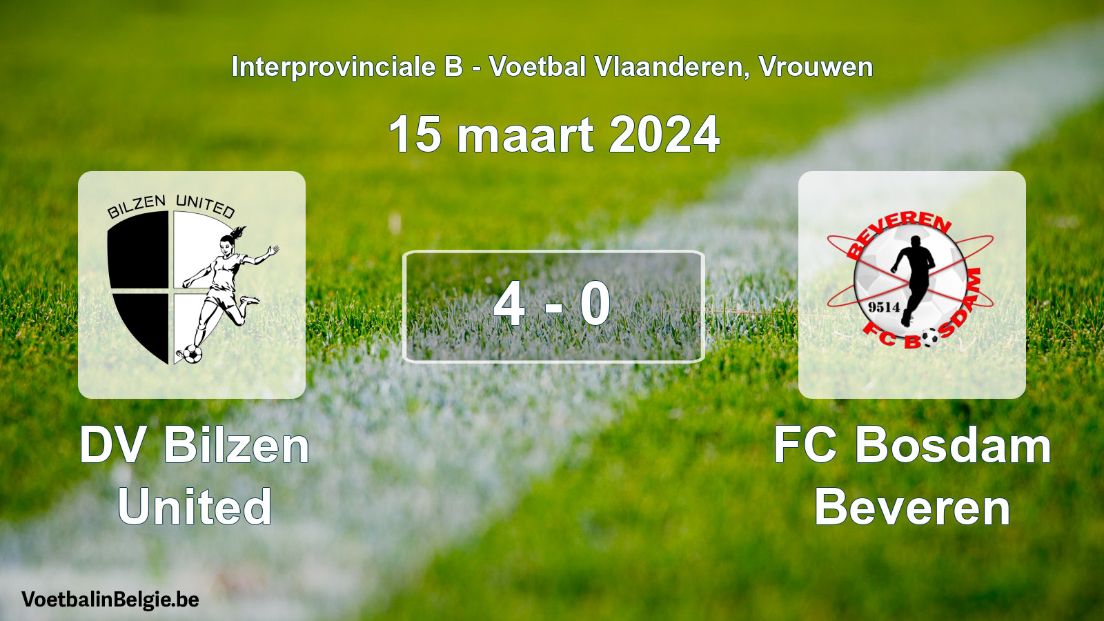 Gespieltes Spiel frauen-Fußball: DV Bilzen United - FC Bosdam Beveren 4 - 0 (15 März 2024)