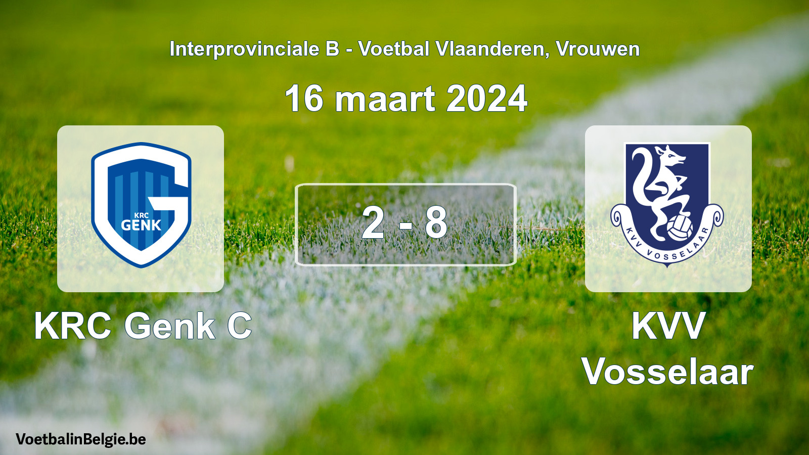 Played match women football: KRC Genk C - KVV Vosselaar 2 - 8 (16 March 2024)