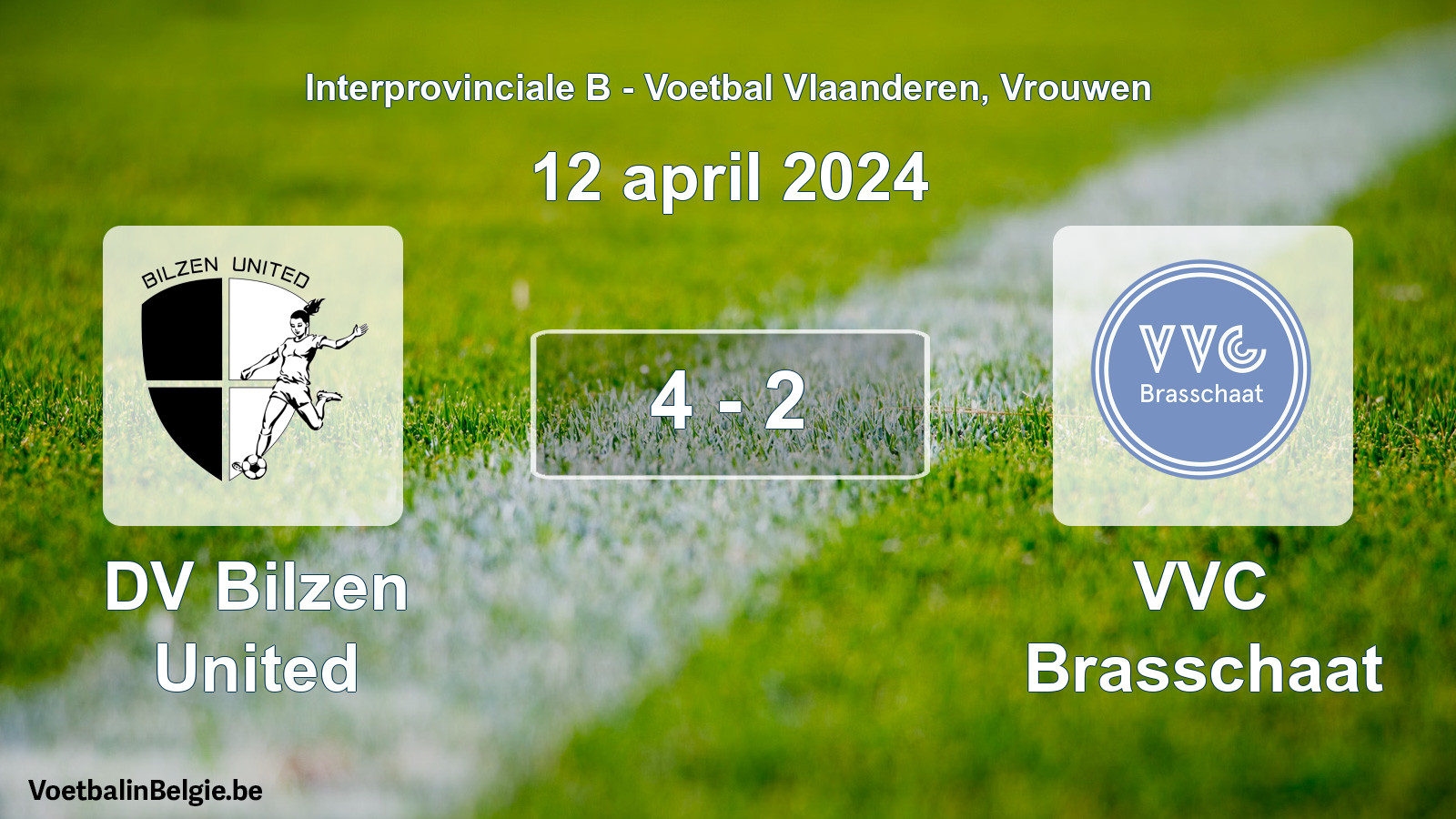 Played match women football: DV Bilzen United - VVC Brasschaat 4 - 2 (12 April 2024)