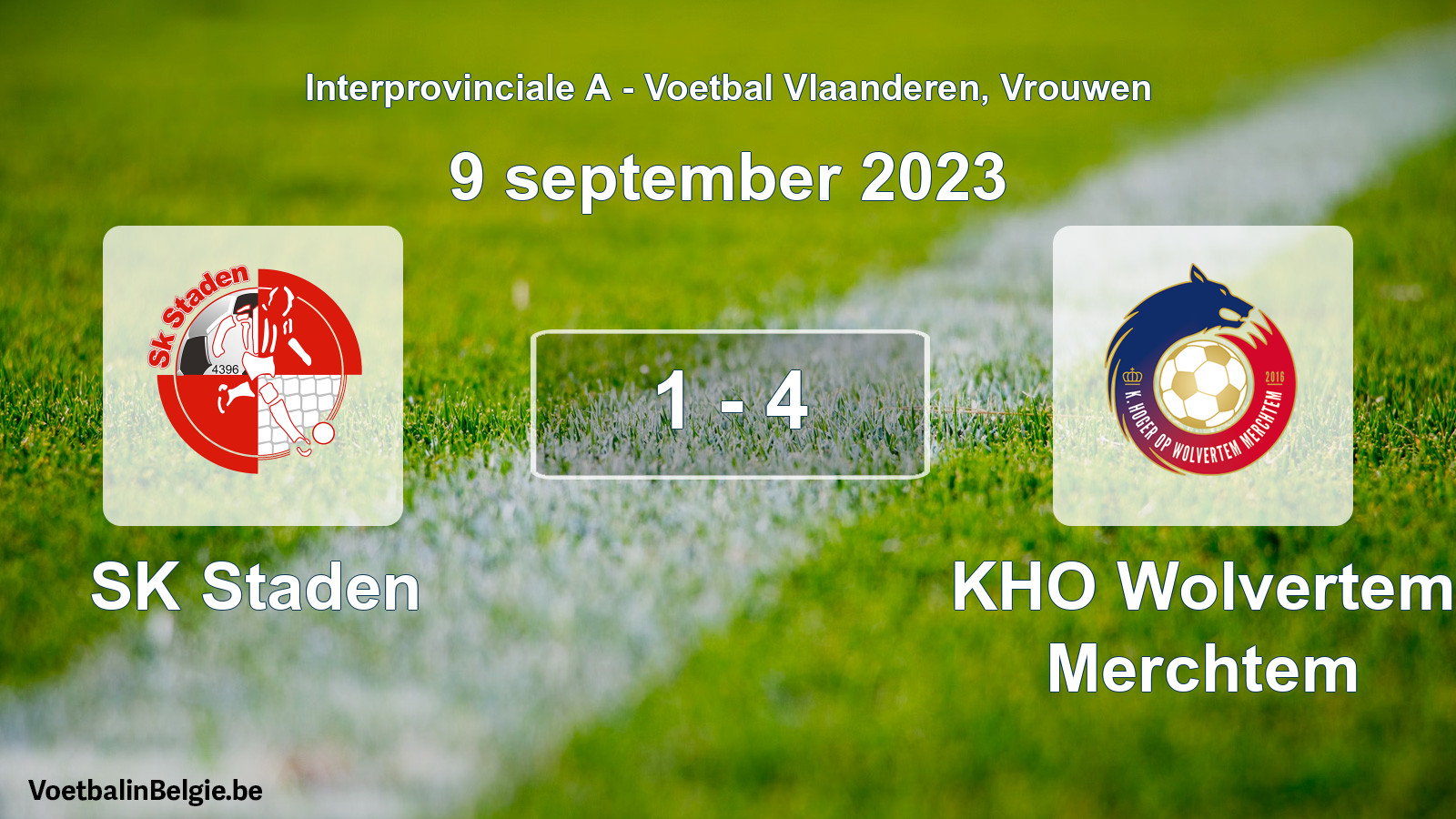 Played match women football: SK Staden - KHO Wolvertem Merchtem 1 - 4 (9 September 2023)