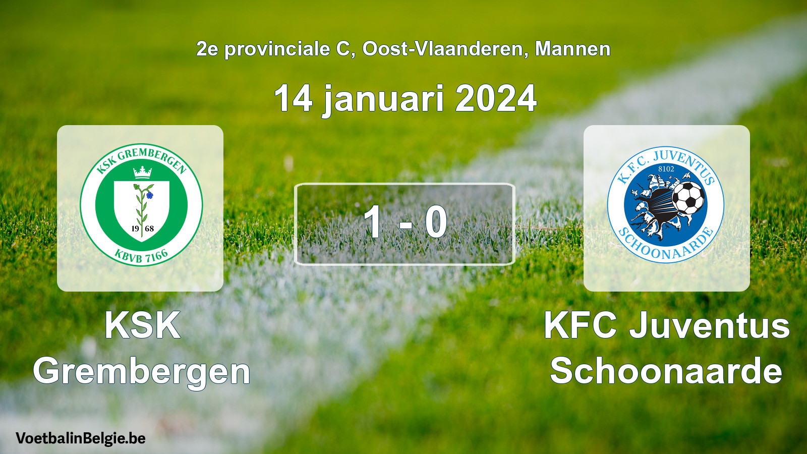 Gespeelde wedstrijd mannenvoetbal: KSK Grembergen - KFC Juventus Schoonaarde 1 - 0 (14 januari 2024)