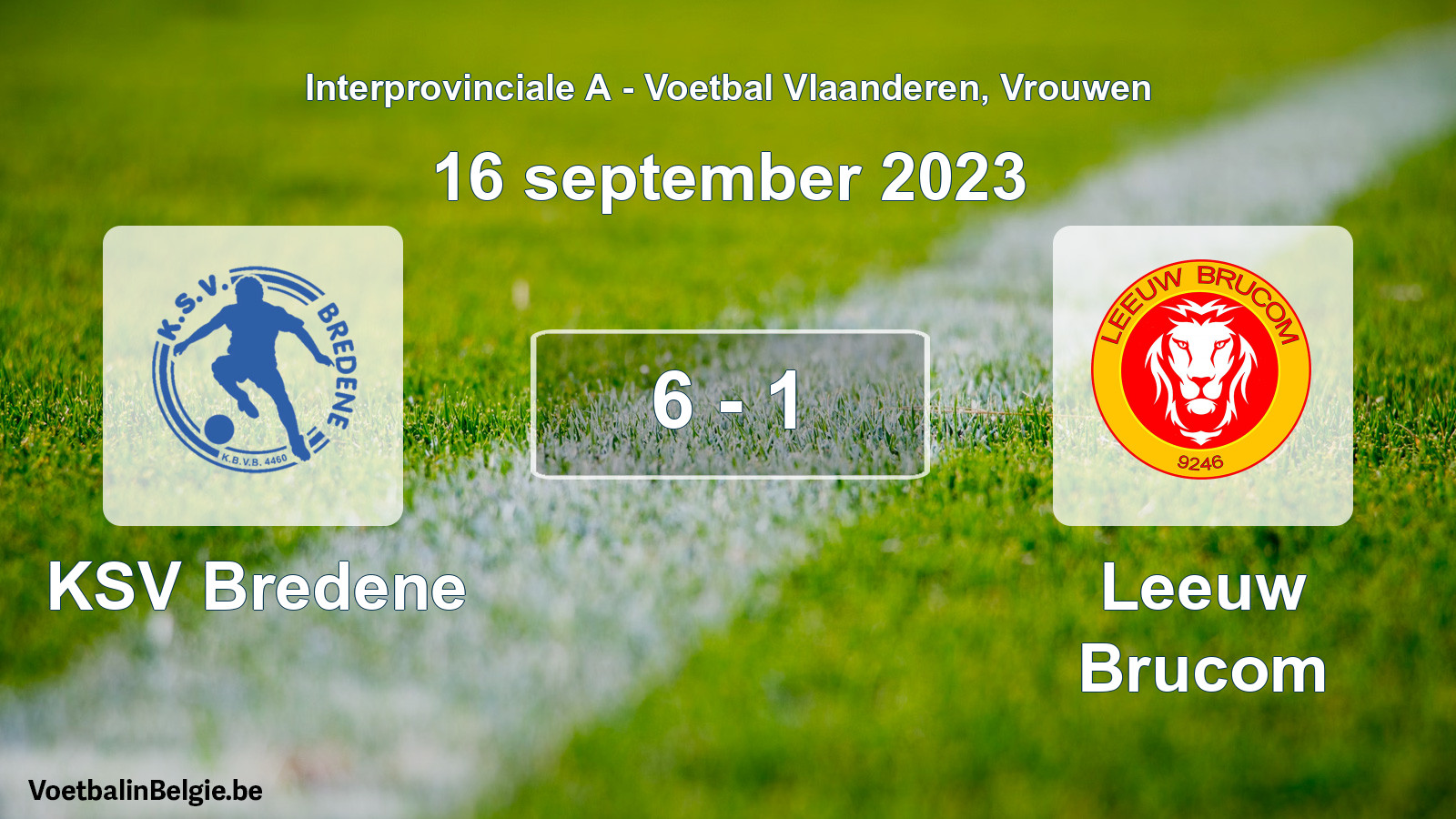 Played match women football: KSV Bredene - Leeuw Brucom 6 - 1 (16 September 2023)