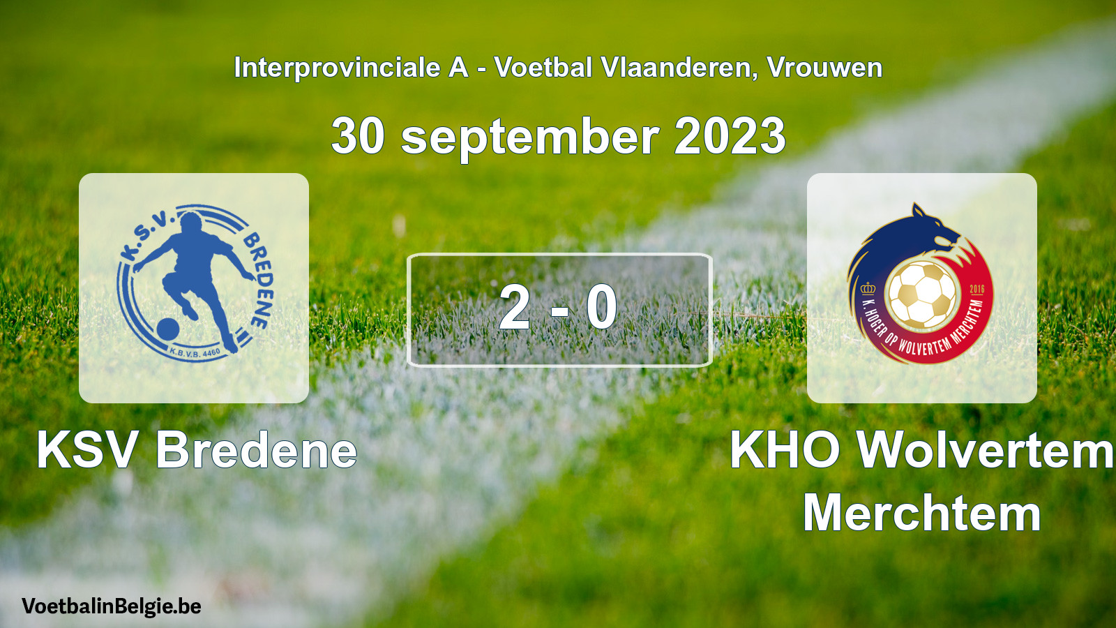 Played match women football: KSV Bredene - KHO Wolvertem Merchtem 2 - 0 (30 September 2023)