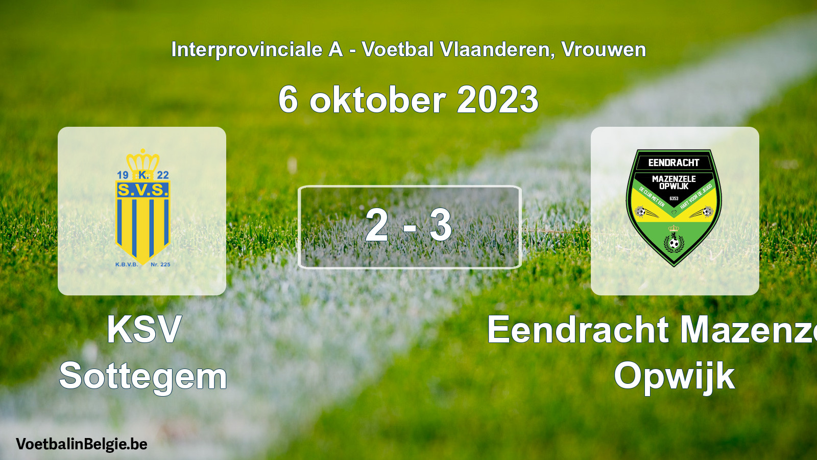 Played match women football: KSV Sottegem - Eendracht Mazenzele Opwijk 2 - 3 (6 October 2023)