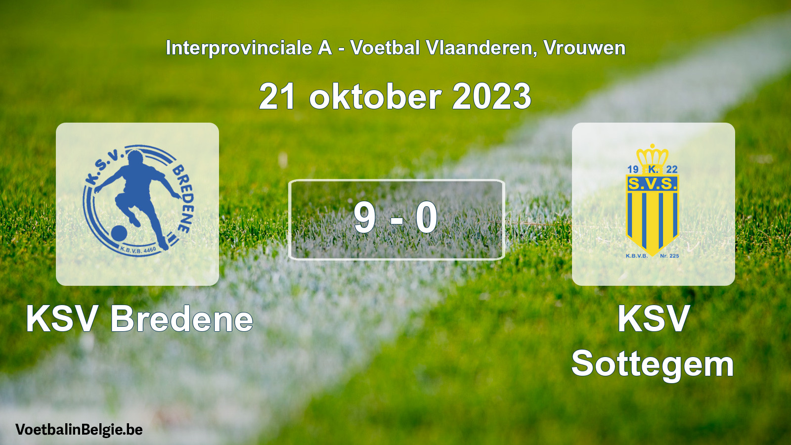 Played match women football: KSV Bredene - KSV Sottegem 9 - 0 (21 October 2023)