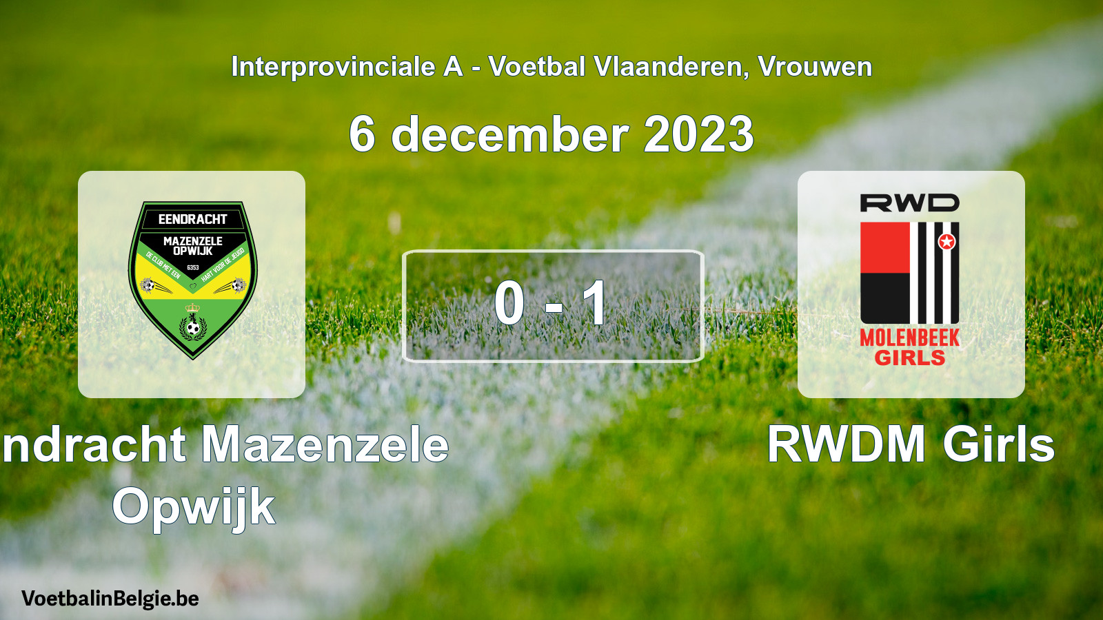 Gespieltes Spiel frauen-Fußball: Eendracht Mazenzele Opwijk - RWDM Girls 0 - 1 (6 Dezember 2023)