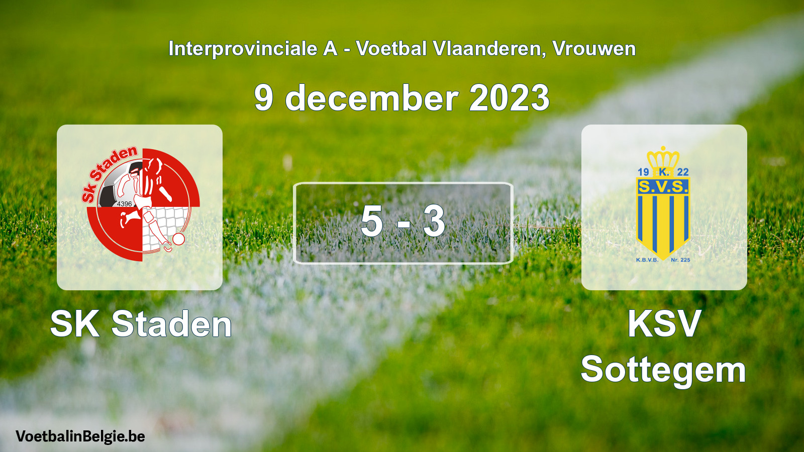 Played match women football: SK Staden - KSV Sottegem 5 - 3 (9 December 2023)