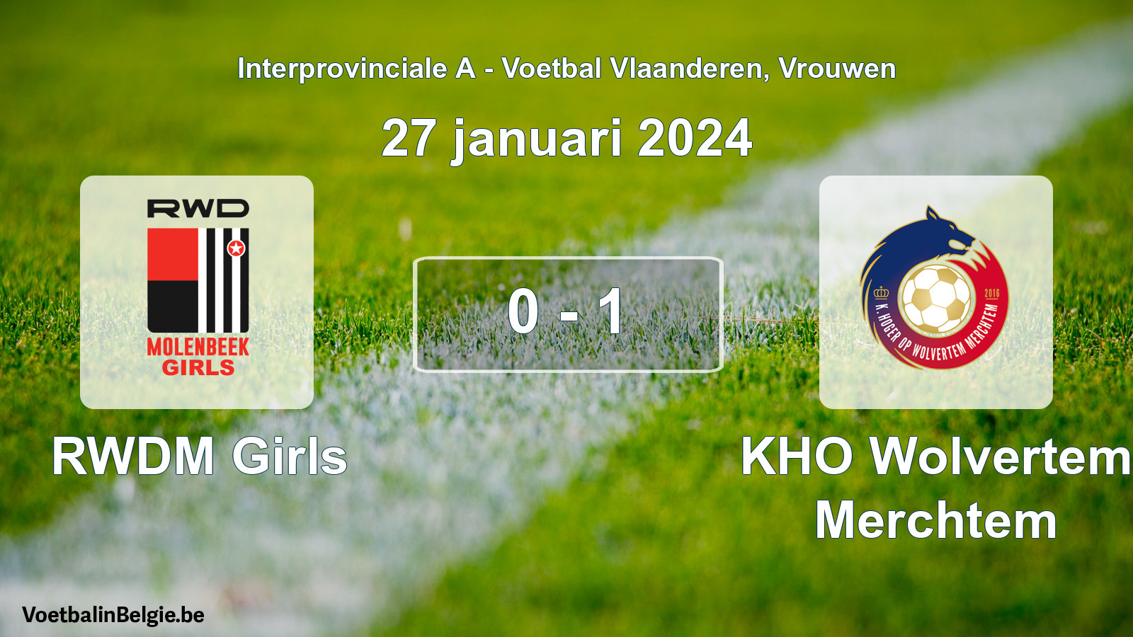 Gespieltes Spiel frauen-Fußball: RWDM Girls - KHO Wolvertem Merchtem 0 - 1 (27 Januar 2024)