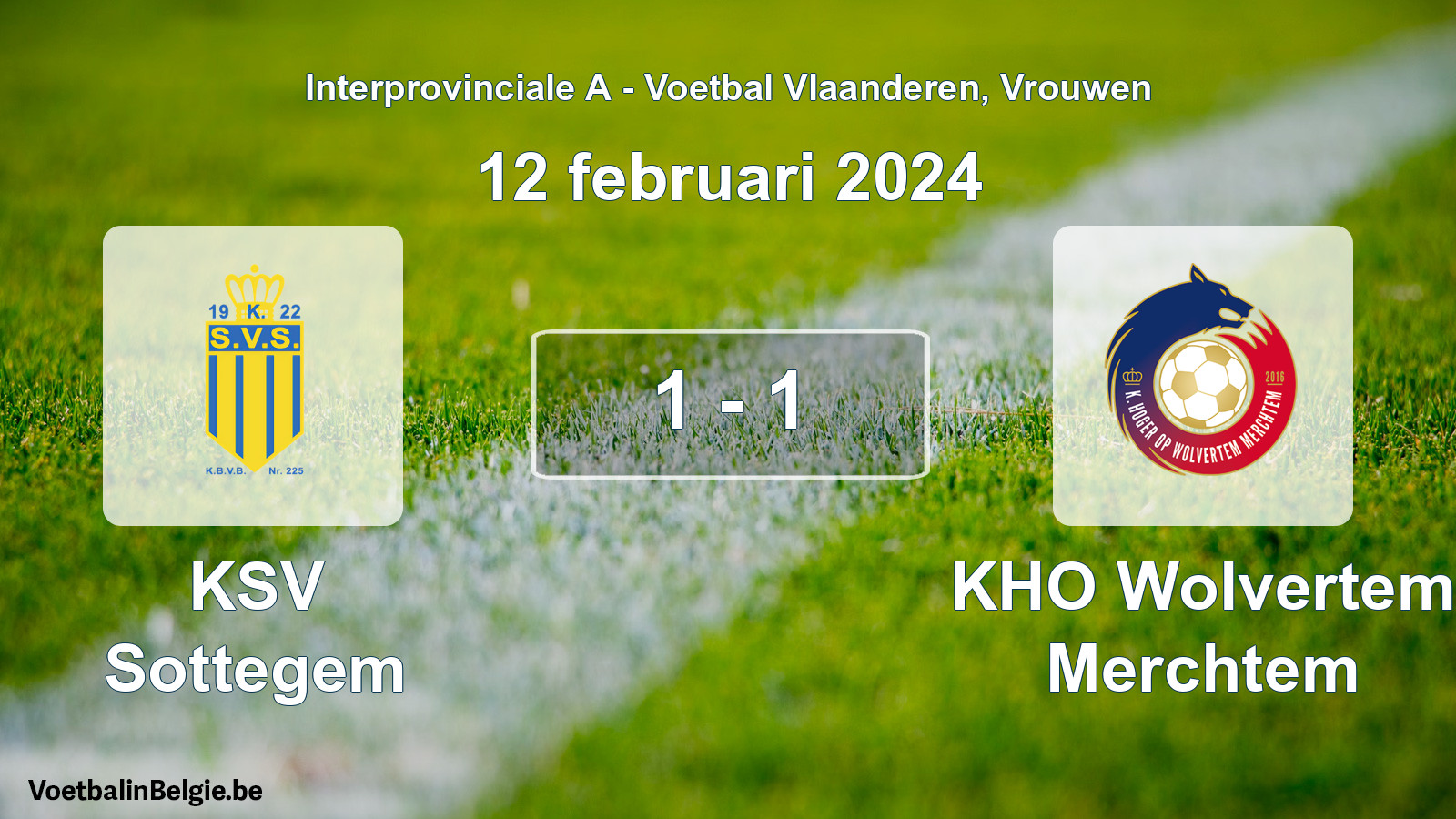 Played match women football: KSV Sottegem - KHO Wolvertem Merchtem 1 - 1 (12 February 2024)