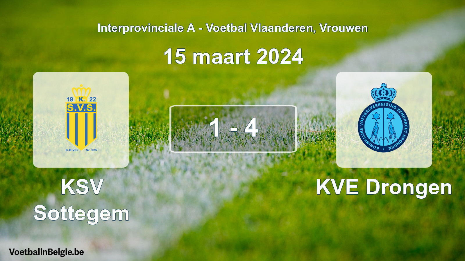 Played match women football: KSV Sottegem - KVE Drongen 1 - 4 (15 March 2024)