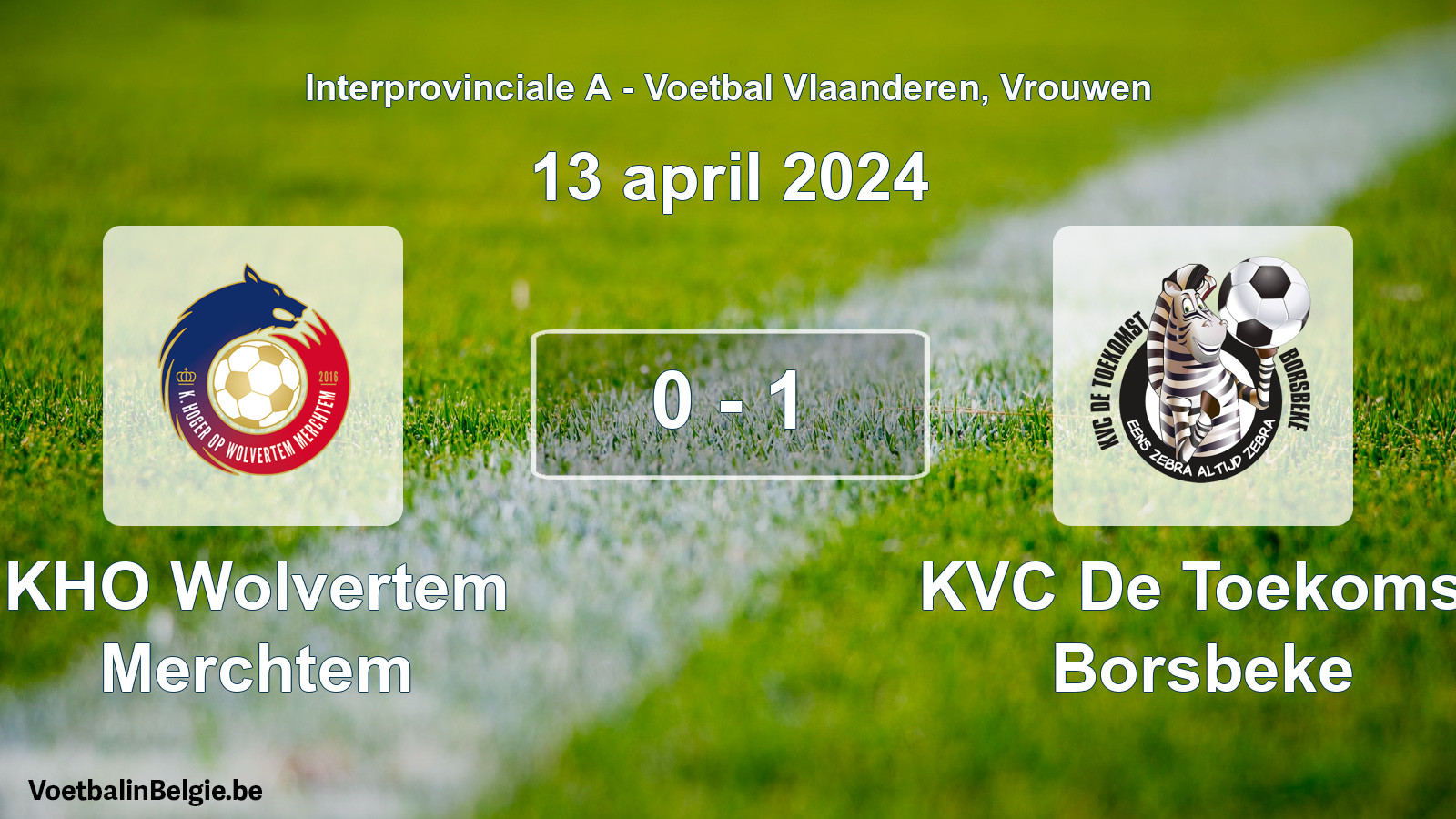 Played match women football: KHO Wolvertem Merchtem - KVC De Toekomst Borsbeke 0 - 1 (13 April 2024)
