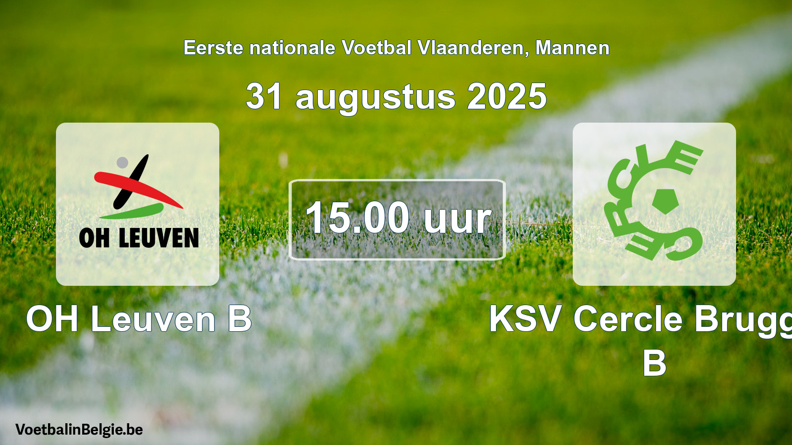Geplande wedstrijd mannenvoetbal: OH Leuven B - KSV Cercle Brugge B (31 augustus 2025)