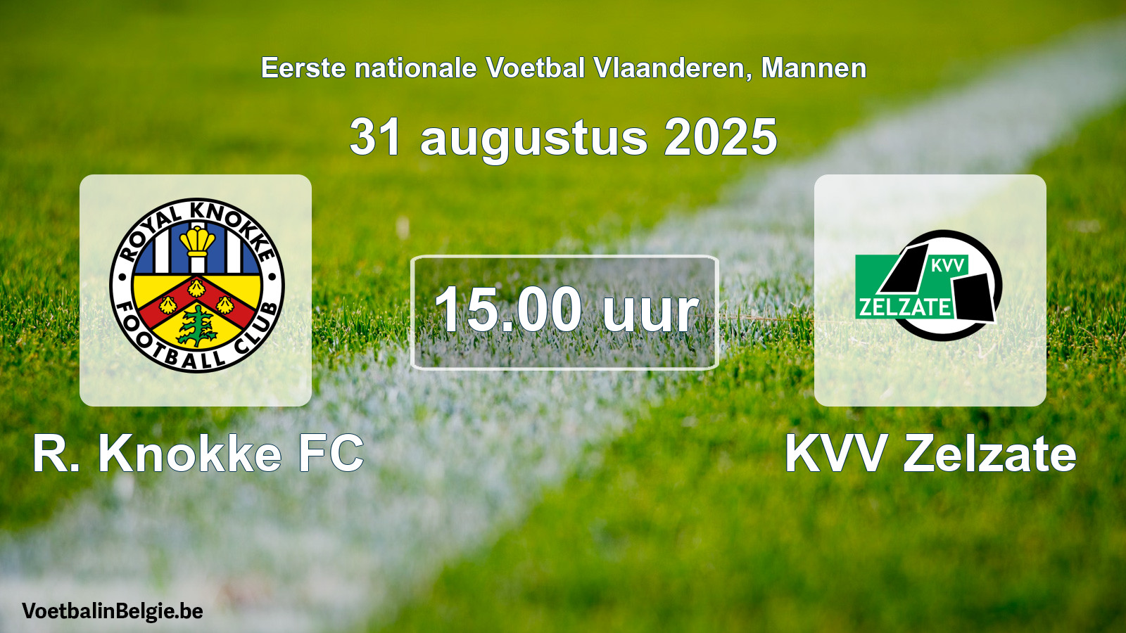 Scheduled match men football: R. Knokke FC - KVV Zelzate (31 August 2025)