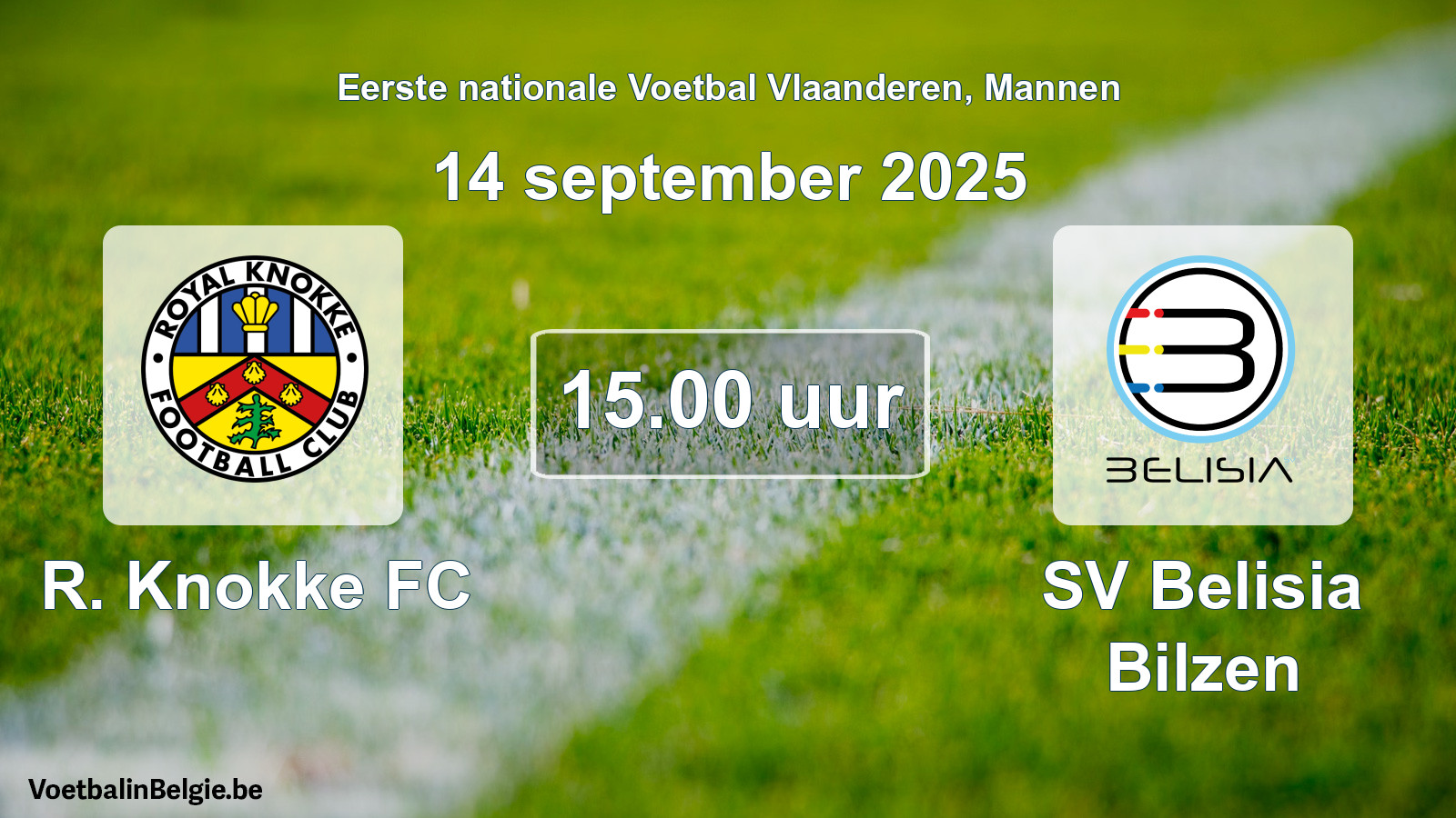Geplande wedstrijd mannenvoetbal: R. Knokke FC - SV Belisia Bilzen (14 september 2025)