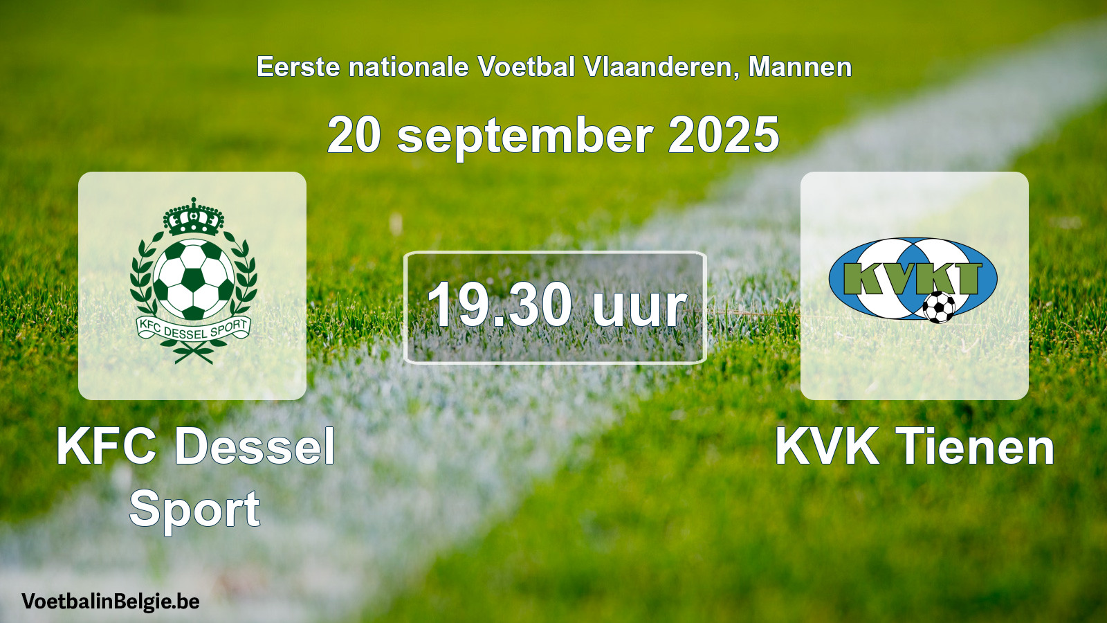 Geplande wedstrijd mannenvoetbal: KFC Dessel Sport - KVK Tienen (20 september 2025)