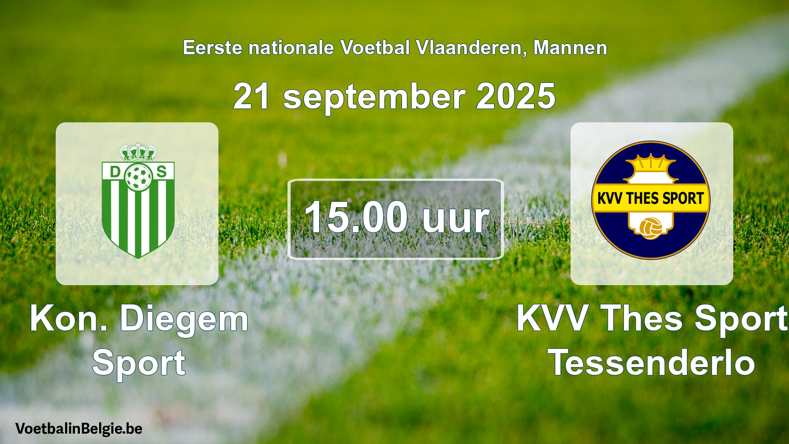 Scheduled match men football: Kon. Diegem Sport - KVV Thes Sport Tessenderlo (21 September 2025)