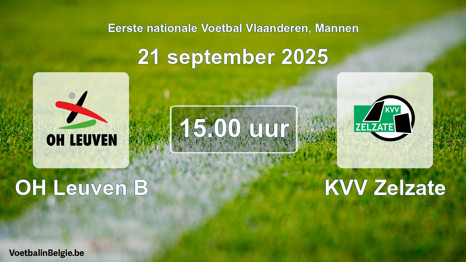 Scheduled match men football: OH Leuven B - KVV Zelzate (21 September 2025)