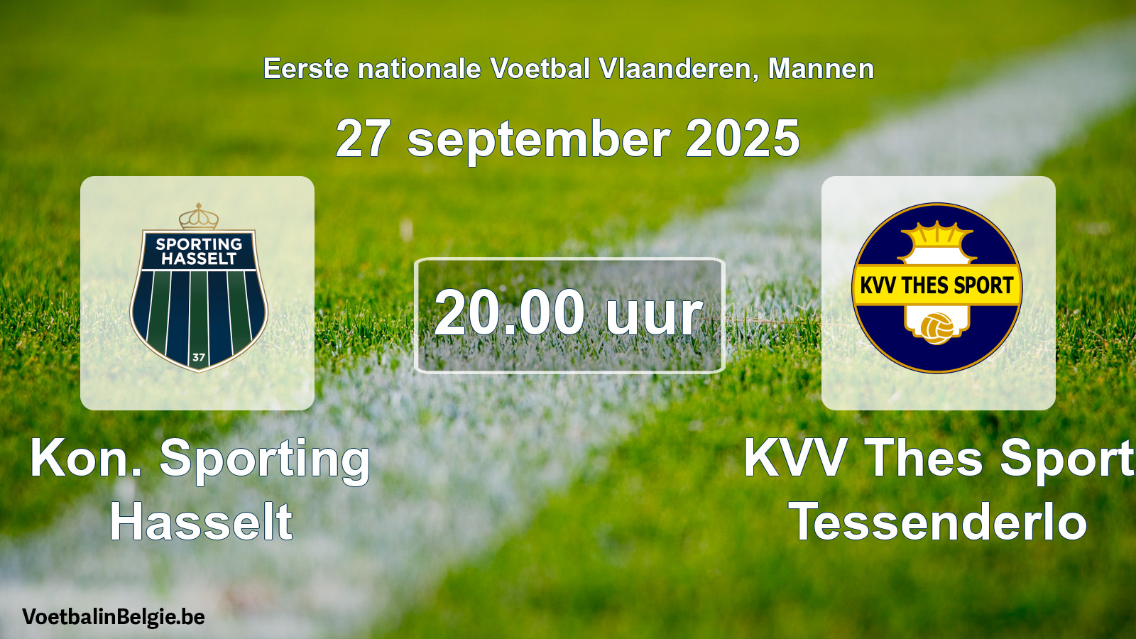 Scheduled match men football: Kon. Sporting Hasselt - KVV Thes Sport Tessenderlo (27 September 2025)