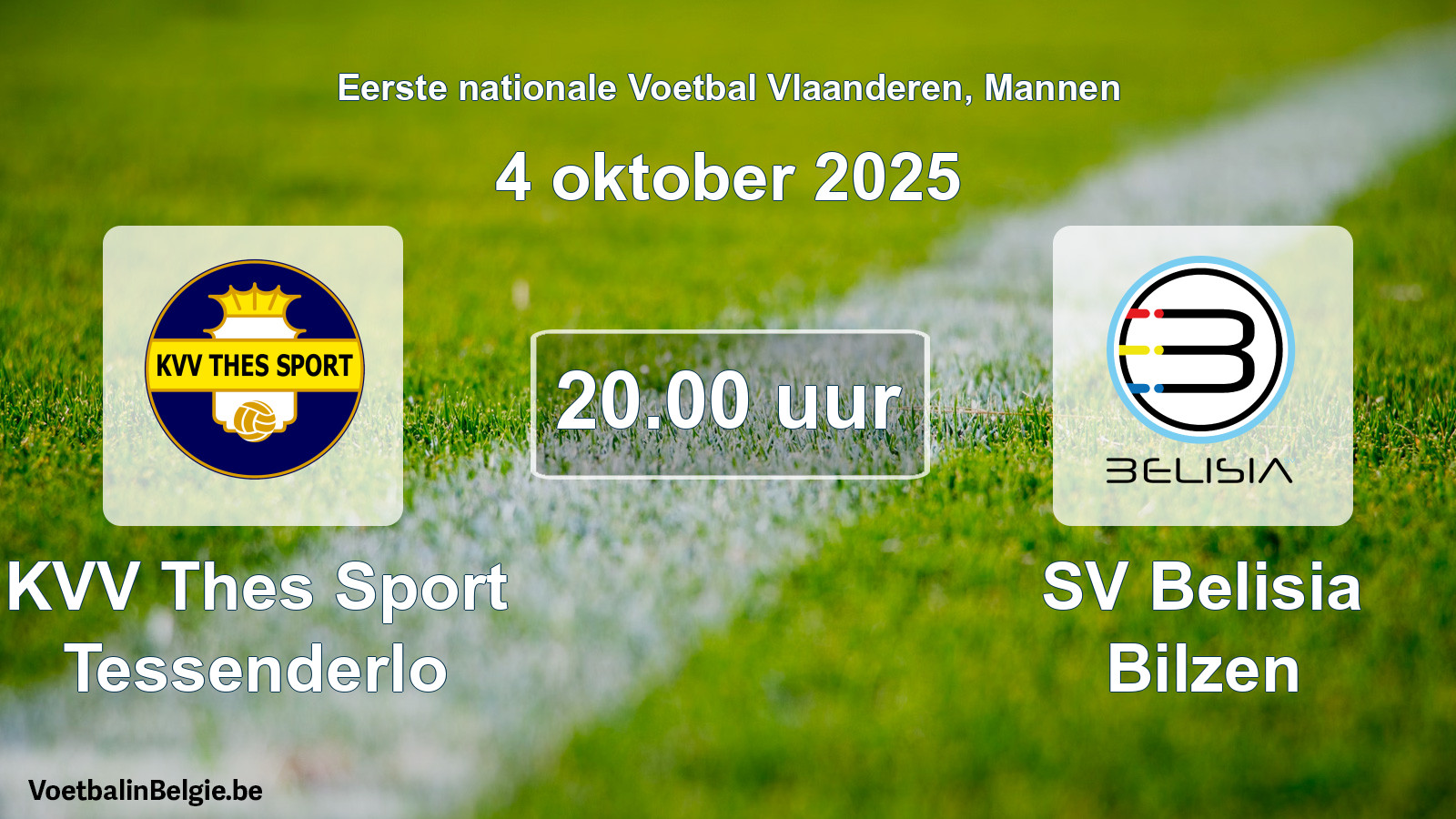 Geplantes Spiel männer-Fußball: KVV Thes Sport Tessenderlo - SV Belisia Bilzen (4 Oktober 2025)