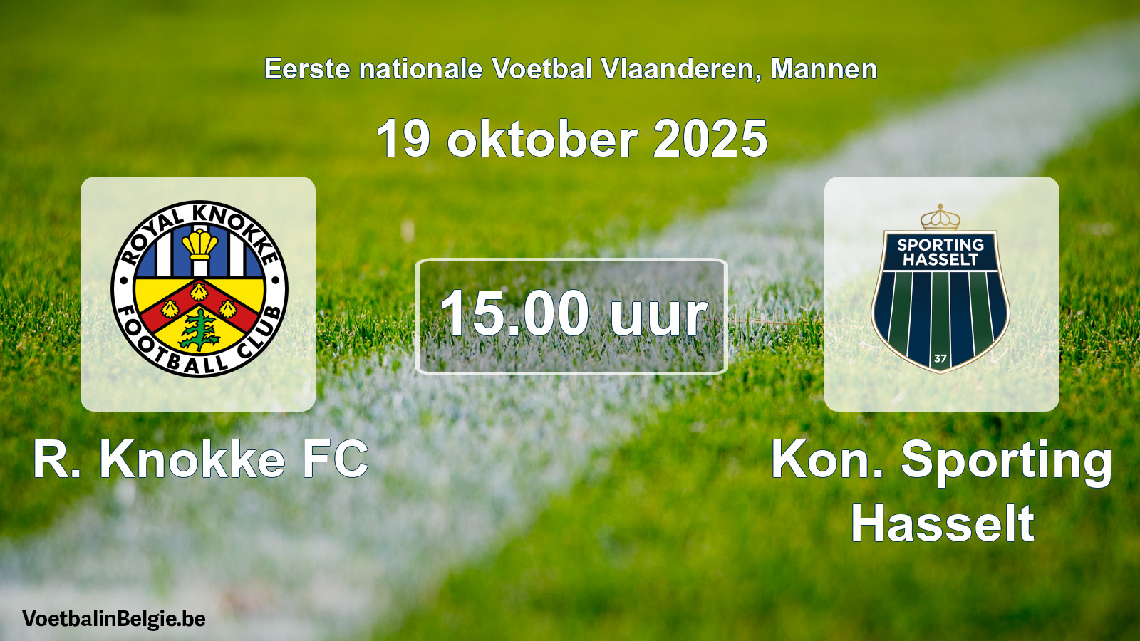Scheduled match men football: R. Knokke FC - Kon. Sporting Hasselt (19 October 2025)