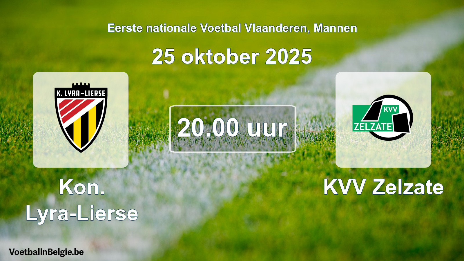 Geplande wedstrijd mannenvoetbal: Kon. Lyra-Lierse - KVV Zelzate (25 oktober 2025)