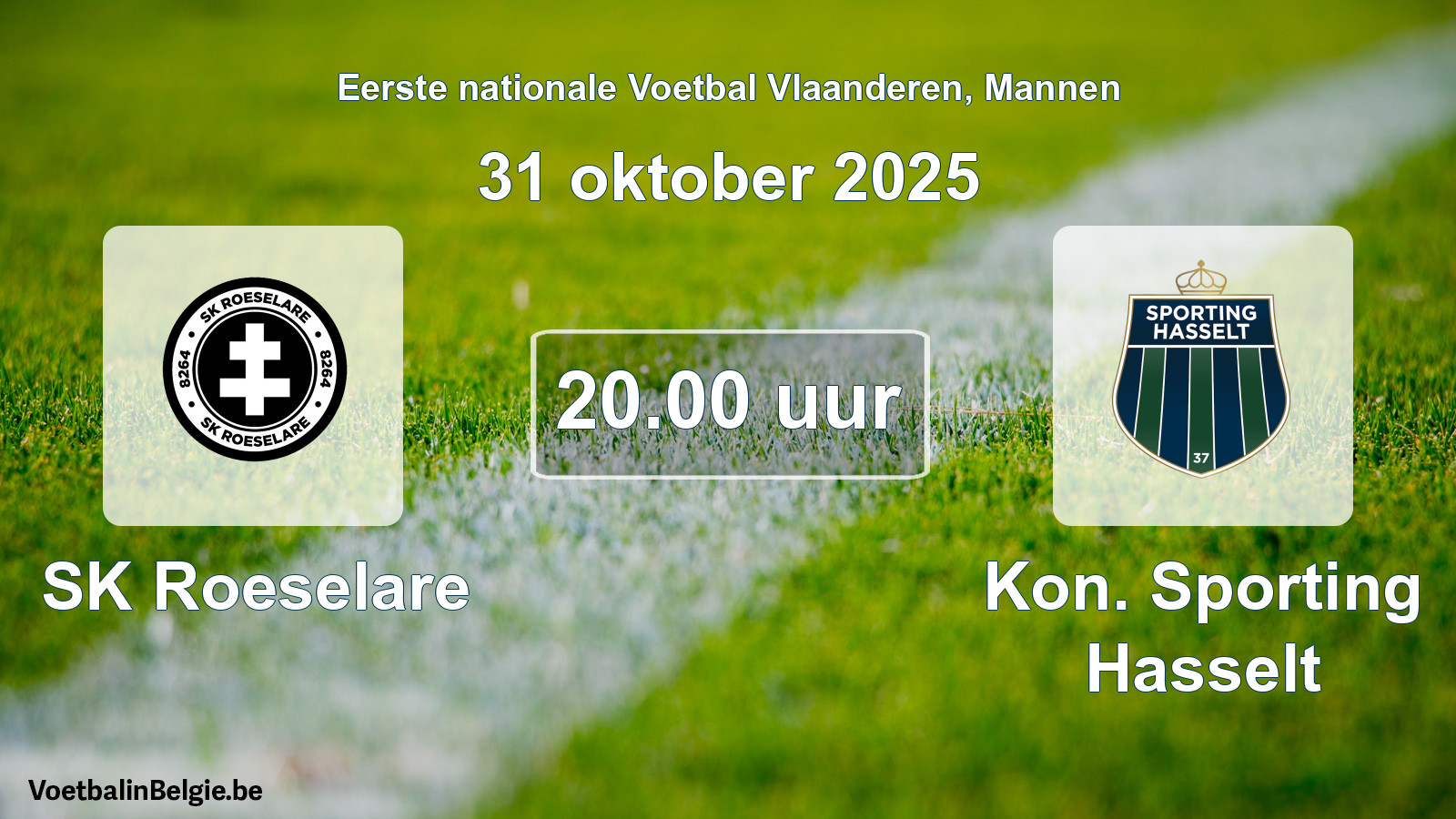 Scheduled match men football: SK Roeselare - Kon. Sporting Hasselt (31 October 2025)