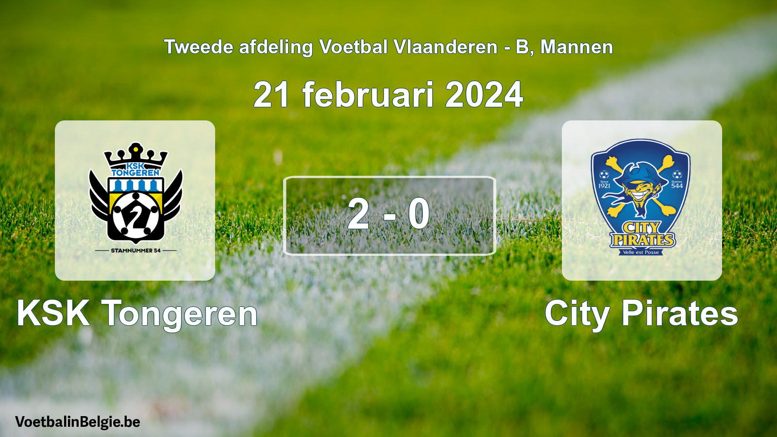 Gespeelde wedstrijd mannenvoetbal: KSK Tongeren - City Pirates 2 - 0 (21 februari 2024)