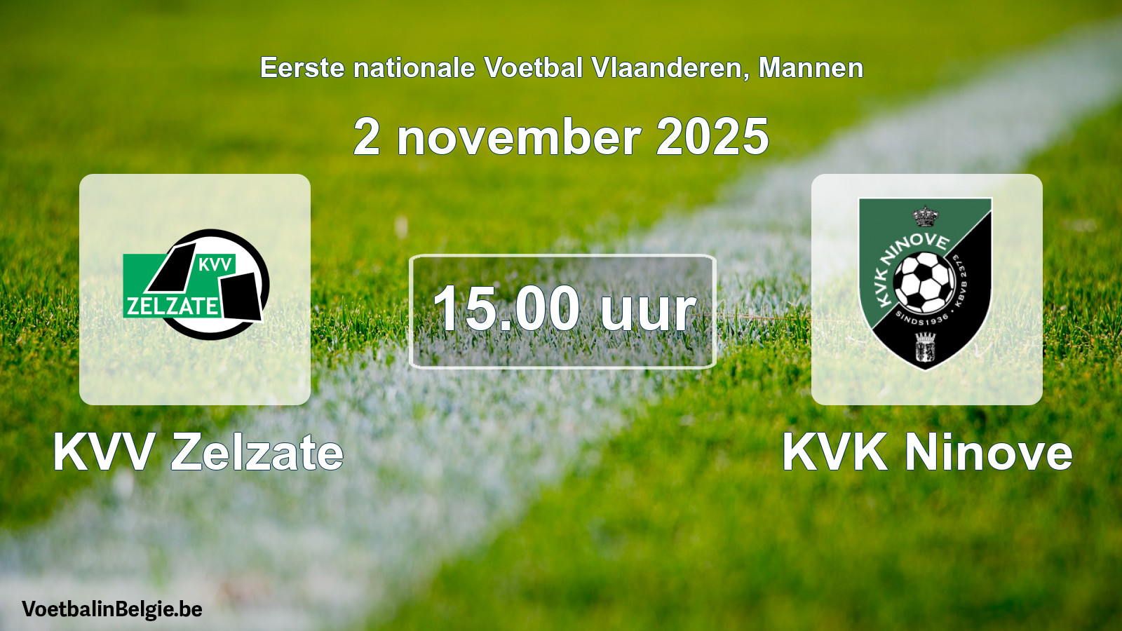 Scheduled match men football: KVV Zelzate - KVK Ninove (2 November 2025)