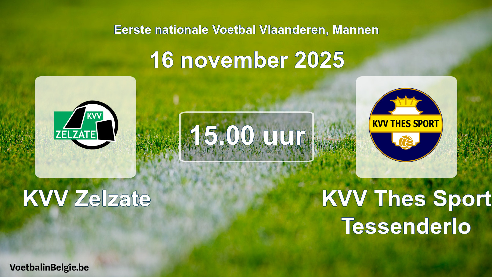 Geplantes Spiel männer-Fußball: KVV Zelzate - KVV Thes Sport Tessenderlo (16 November 2025)