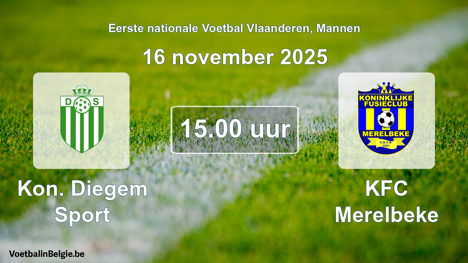 Geplande wedstrijd mannenvoetbal: Kon. Diegem Sport - KFC Merelbeke (16 november 2025)