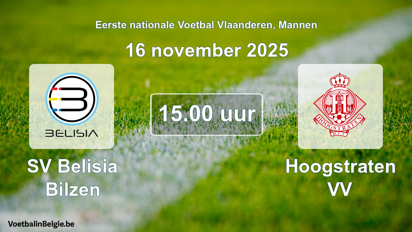 Geplande wedstrijd mannenvoetbal: SV Belisia Bilzen - Hoogstraten VV (16 november 2025)