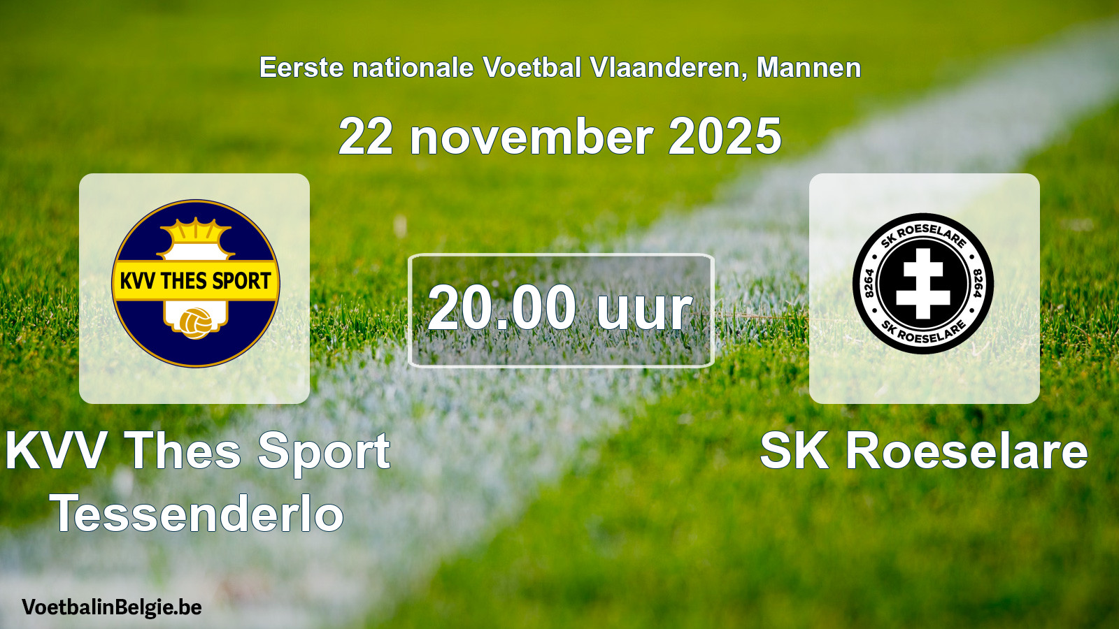 Geplantes Spiel männer-Fußball: KVV Thes Sport Tessenderlo - SK Roeselare (22 November 2025)