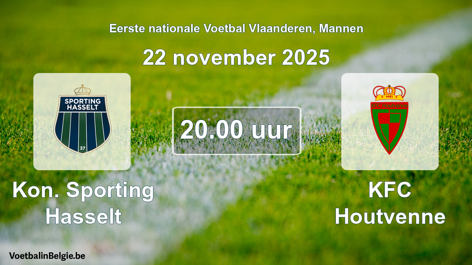 Scheduled match men football: Kon. Sporting Hasselt - KFC Houtvenne (22 November 2025)
