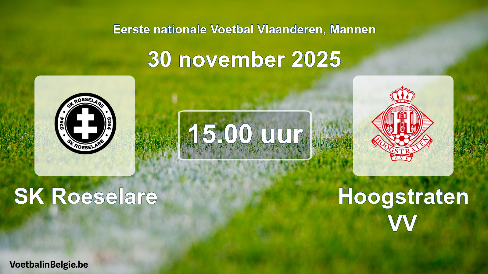 Geplantes Spiel männer-Fußball: SK Roeselare - Hoogstraten VV (30 November 2025)