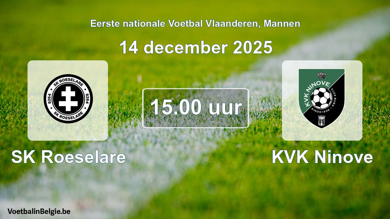 Geplande wedstrijd mannenvoetbal: SK Roeselare - KVK Ninove (14 december 2025)