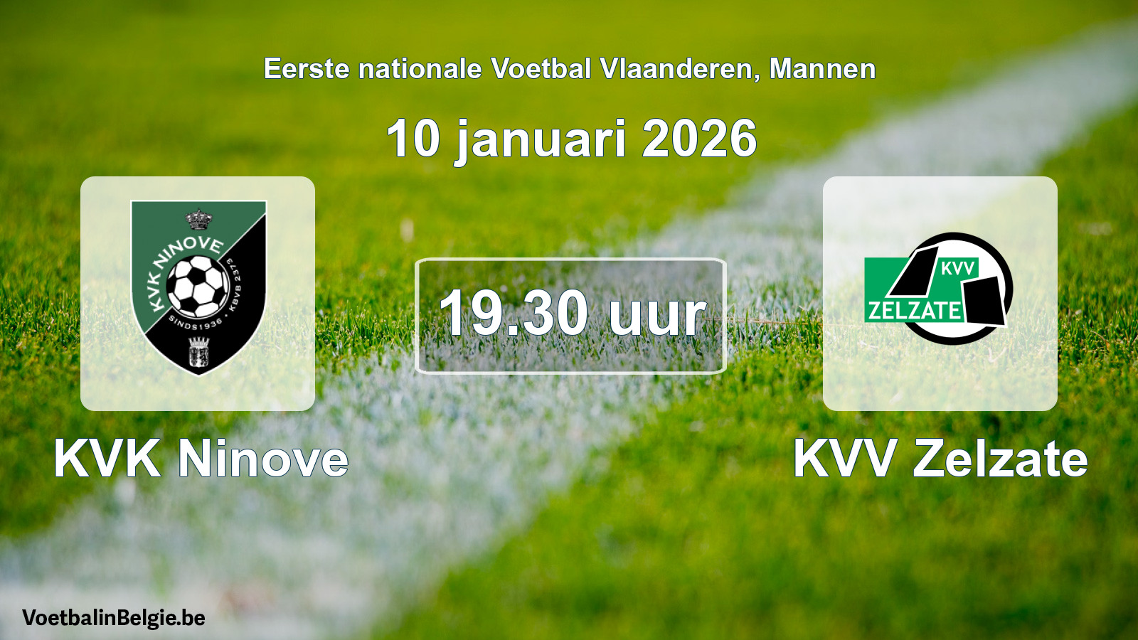 Geplande wedstrijd mannenvoetbal: KVK Ninove - KVV Zelzate (10 januari 2026)