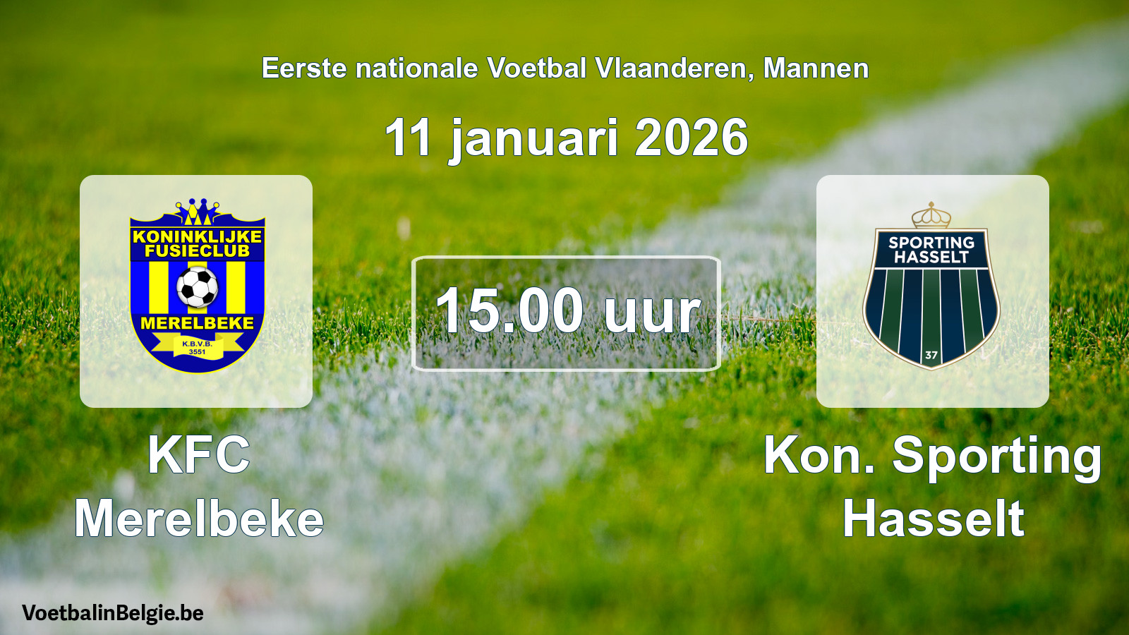 Scheduled match men football: KFC Merelbeke - Kon. Sporting Hasselt (11 January 2026)